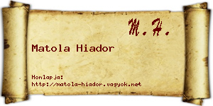 Matola Hiador névjegykártya